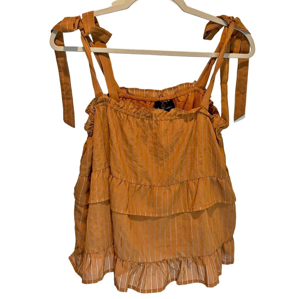 Line & Dot NWT Brown Striped Tiered Tank Top - size Large